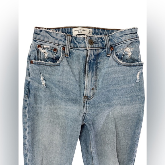 Abercrombie & Fitch Light Blue Distressed Straight Leg Jeans Size 00 - Picture 2 of 5